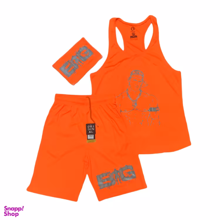 ست تاپ و شلوارک ورزشی مردانه کد 1314 رنگ نارنجی