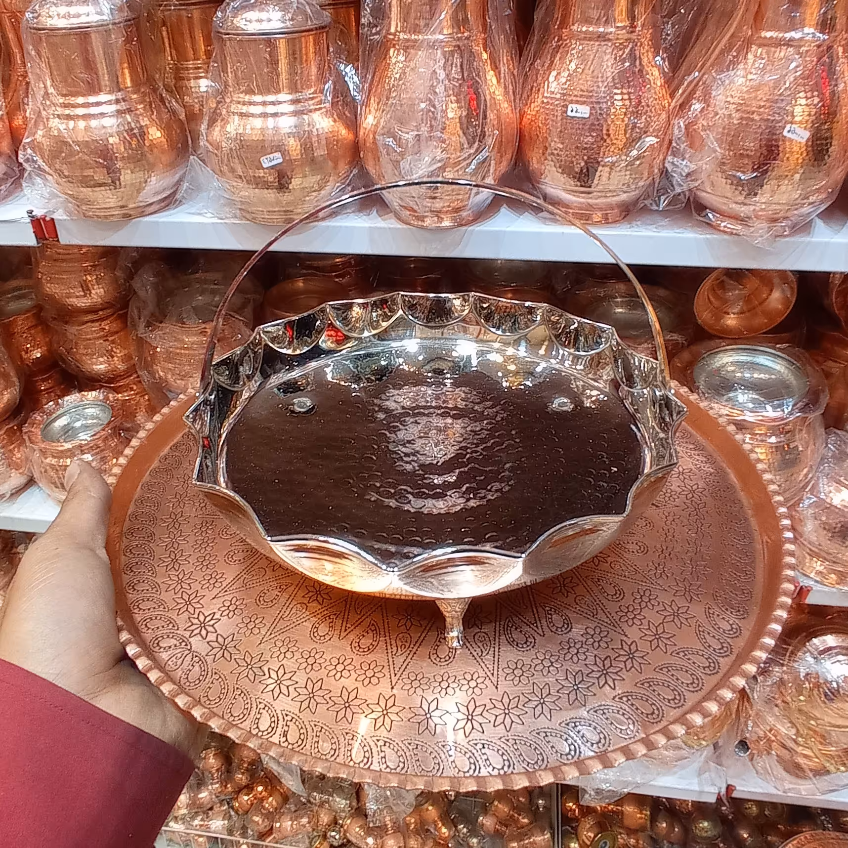 سبد مسی کروم (سبد شیرینی خوری مسی) درجه یک زنجان