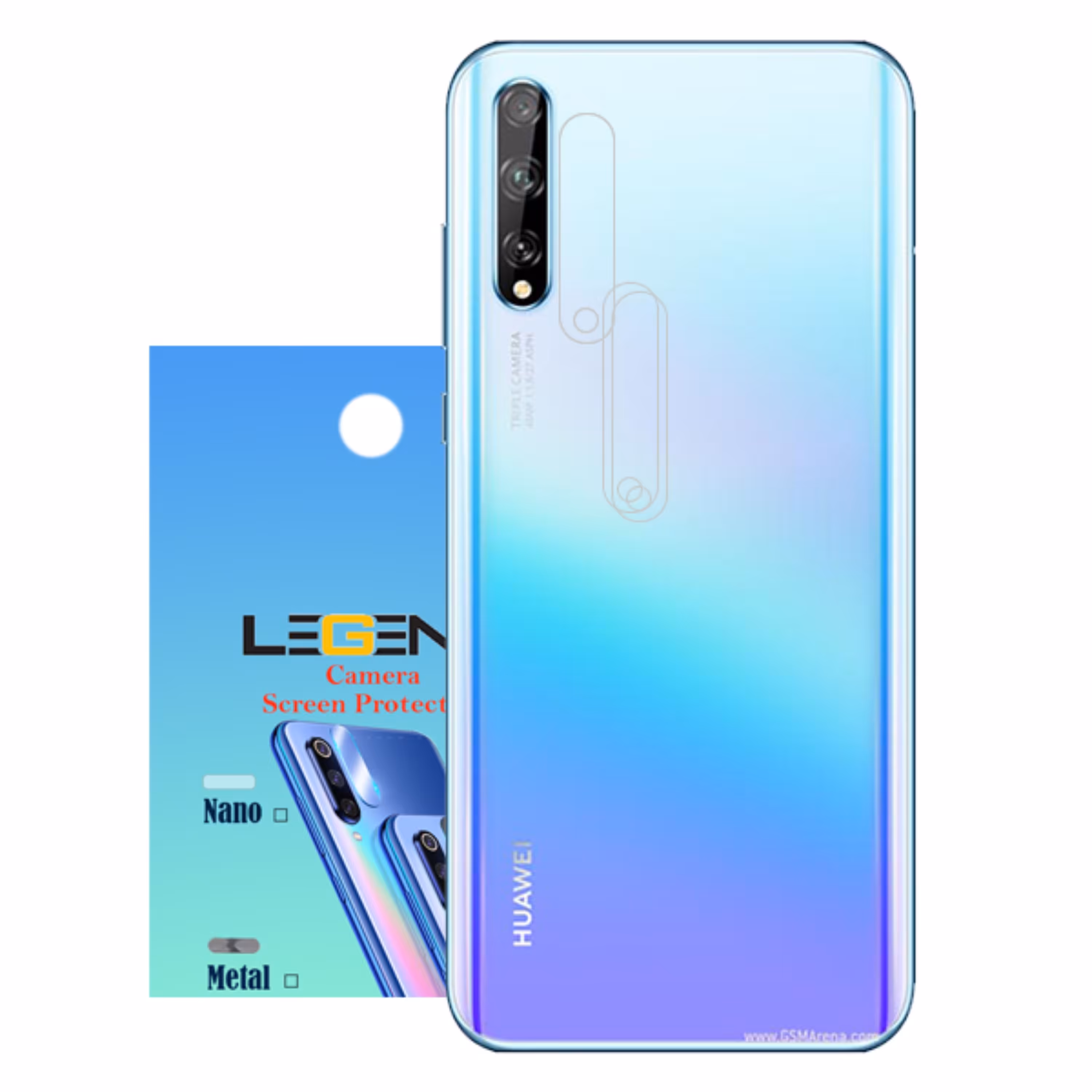 محافظ لنز دوربین لجند مدل نانو گلس مناسب موبایل هوآوی Y8p بسته 3 عددی