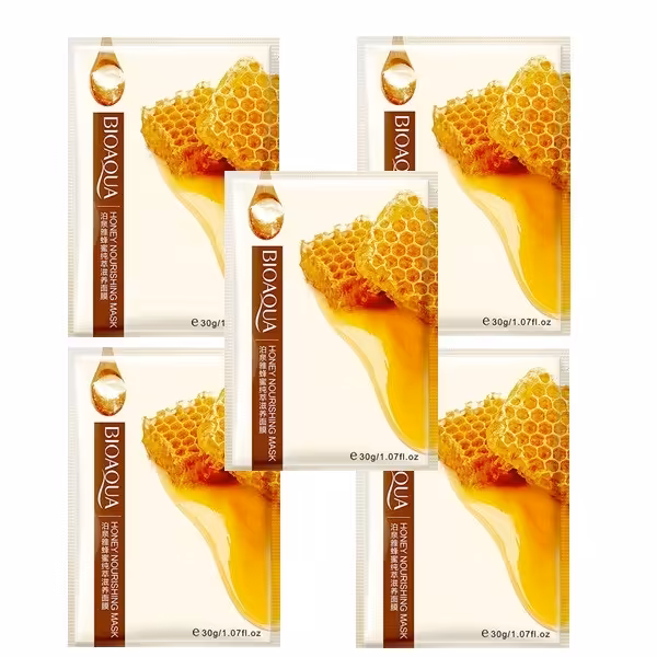 ماسک صورت بایو آکوا مدل عسل وزن 30 گرم مجموعه 5 عددی