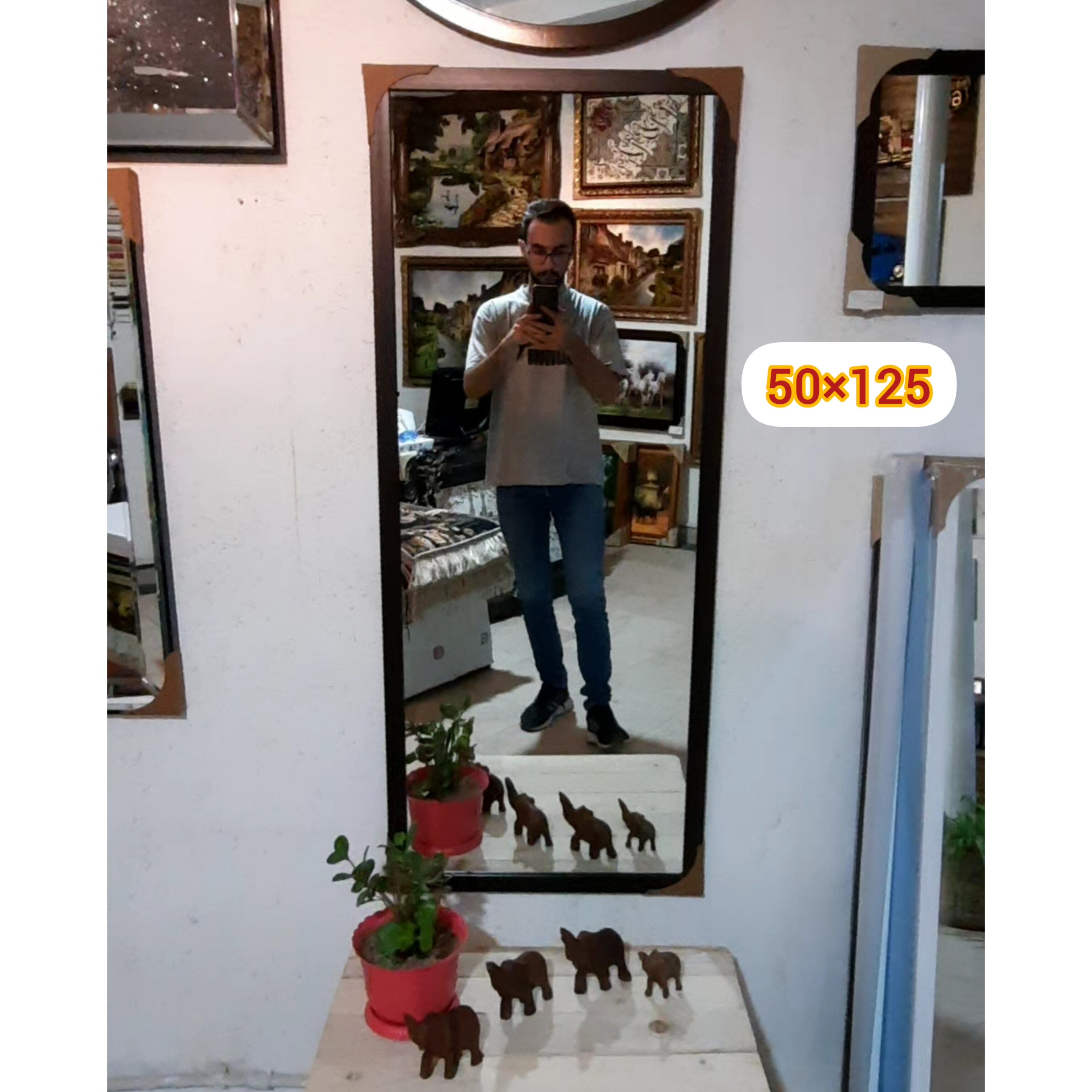 آینه قدی سایز 50در125با قاب و بهترین جنس آینه