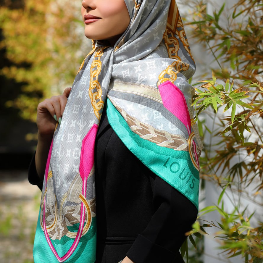 روسری کشمیر مارک دار طرح ال وی 1 کد 376