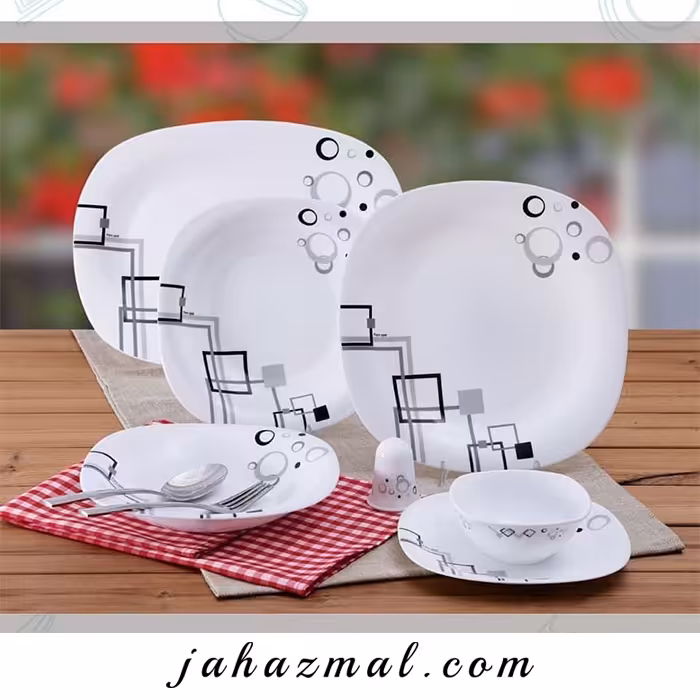 سرویس غذاخوری پارس اپال طرح اسکوار خاکستری کد 806G