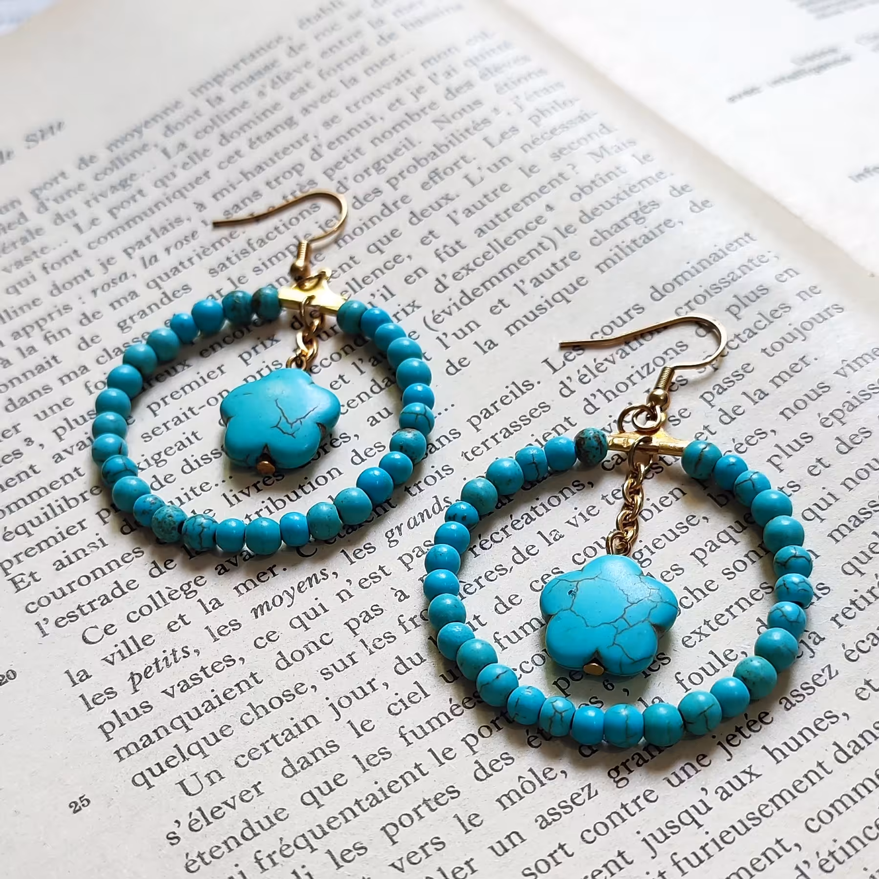 گوشواره استیل گرد فیروزه 