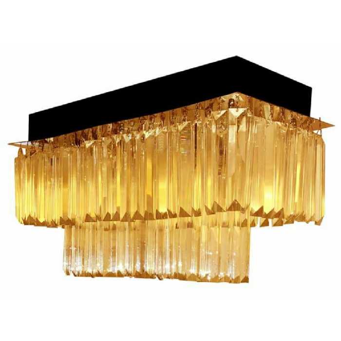 لوستر سقفی مستطیل کریستال شامپاینی کد 01