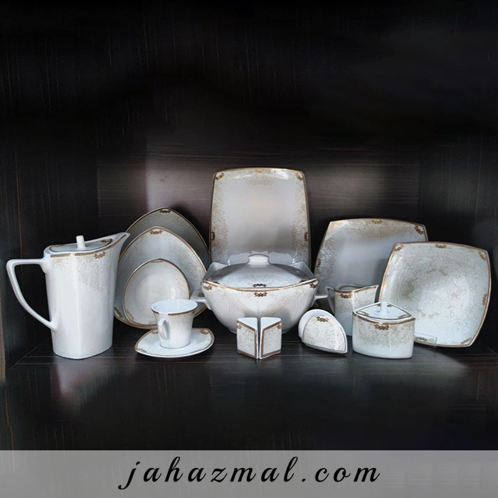 سرویس چینی پردیس طرح مروارید طلایی 105 پارچه کد 2005