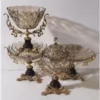 سرویس پذیرایی دودی و عسلی با پایه برنز زیبا و چشمنواز