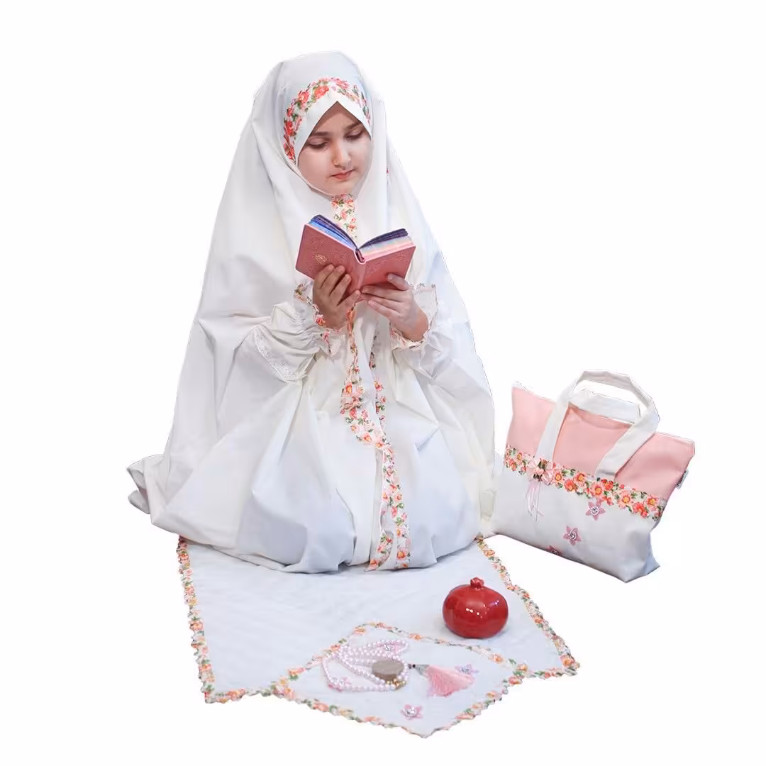 ست جشن عبادت - چادر و سجاده دخترانه چادر جشن تکلیف  ارسال رایگان 