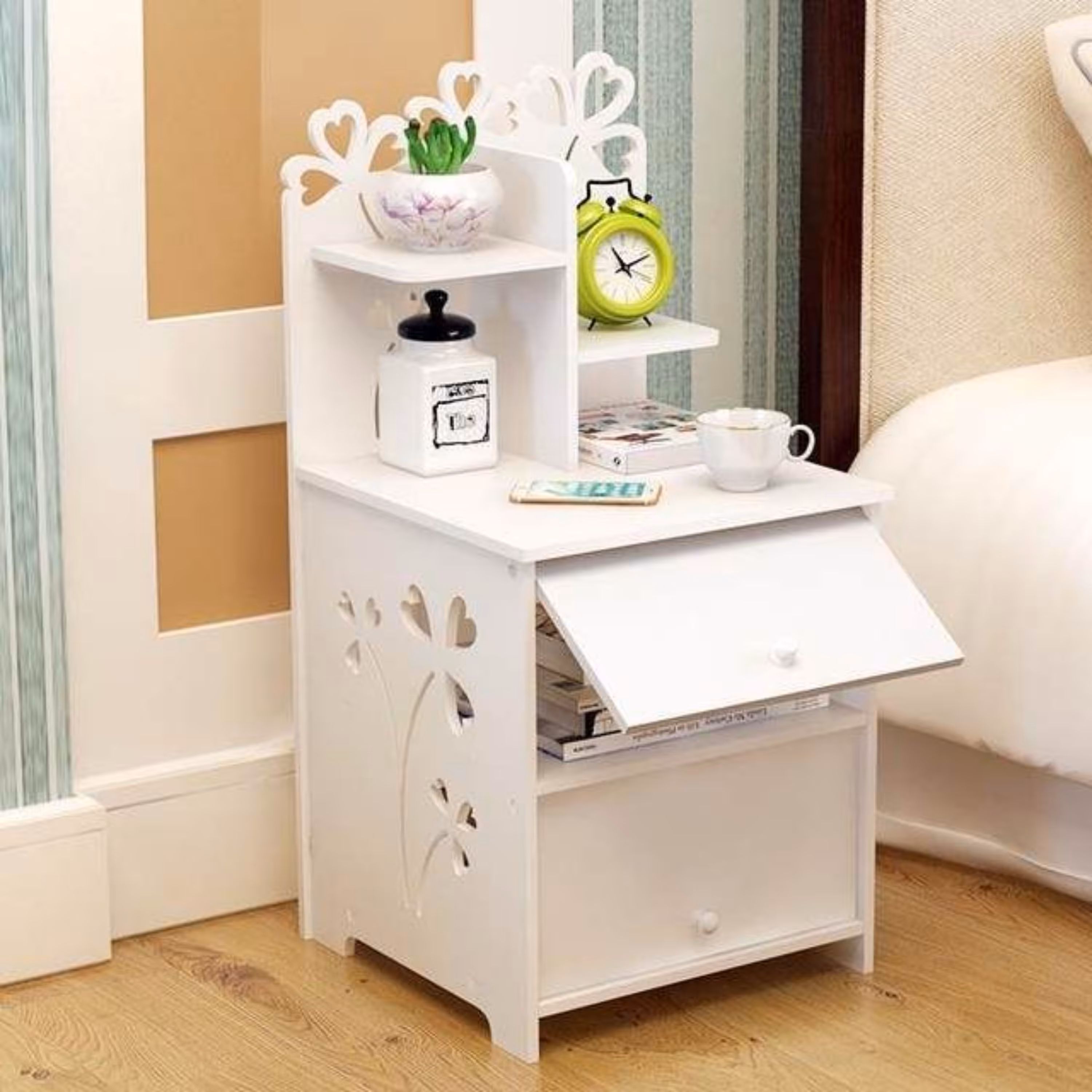 پا تختی سفید خونه خاص طرح گل