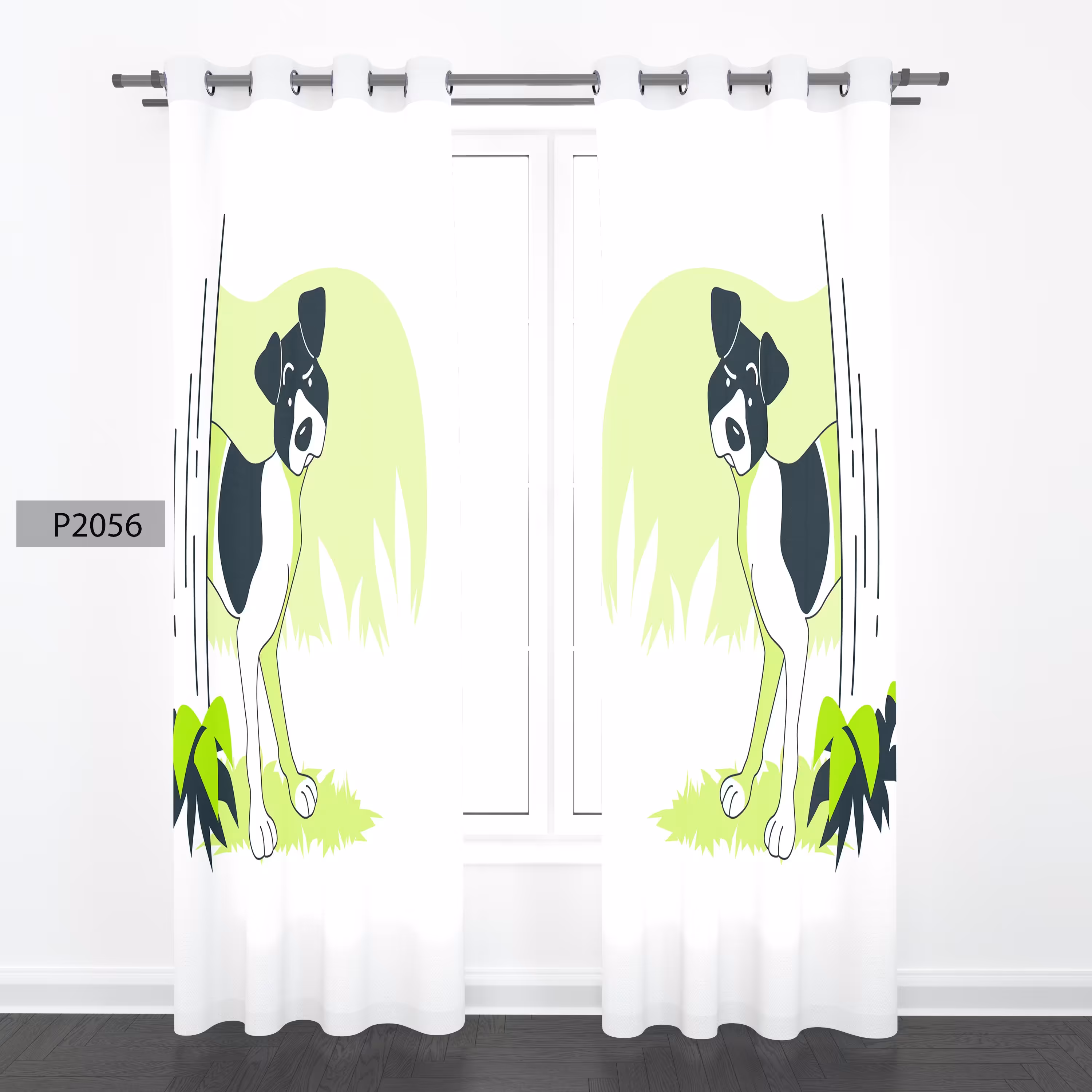 پرده هازان چاپی دو قواره دوخته شده پانچ شده هر قواره عرض 140ارتفاع190کد2056