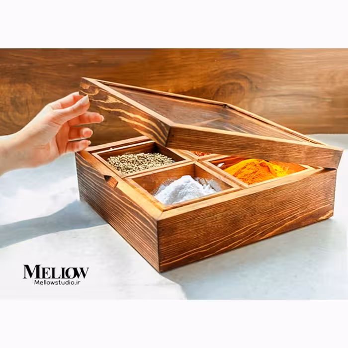 جعبه چوبی ادویه و دمنوش 