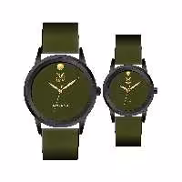 ست ساعت مچی عقربه ای زنانه و مردانه ام جی ام مدل 1001 رنگ سبز صفحه سبز