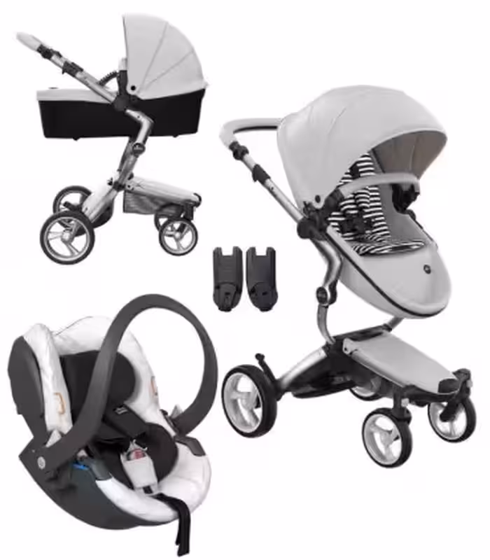 ست کالسکه میما زاری سفید با شاسی آلومینیوم