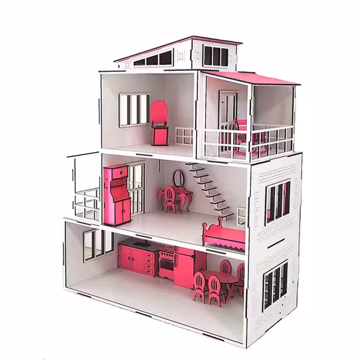 اسباب بازی مدل خانه عروسکی B طرح چوبی سه طبقه