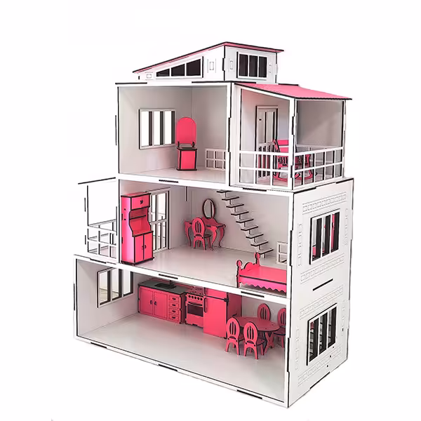 اسباب بازی مدل خانه عروسکی B طرح چوبی سه طبقه