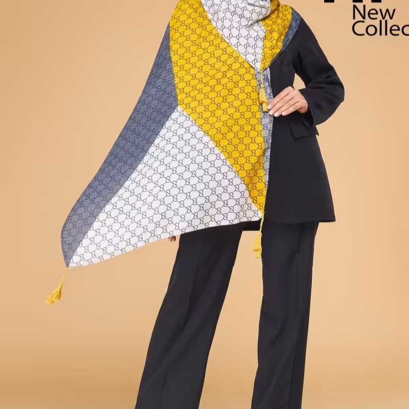 شال نیلا طرح گوچی نخ ابریشم 