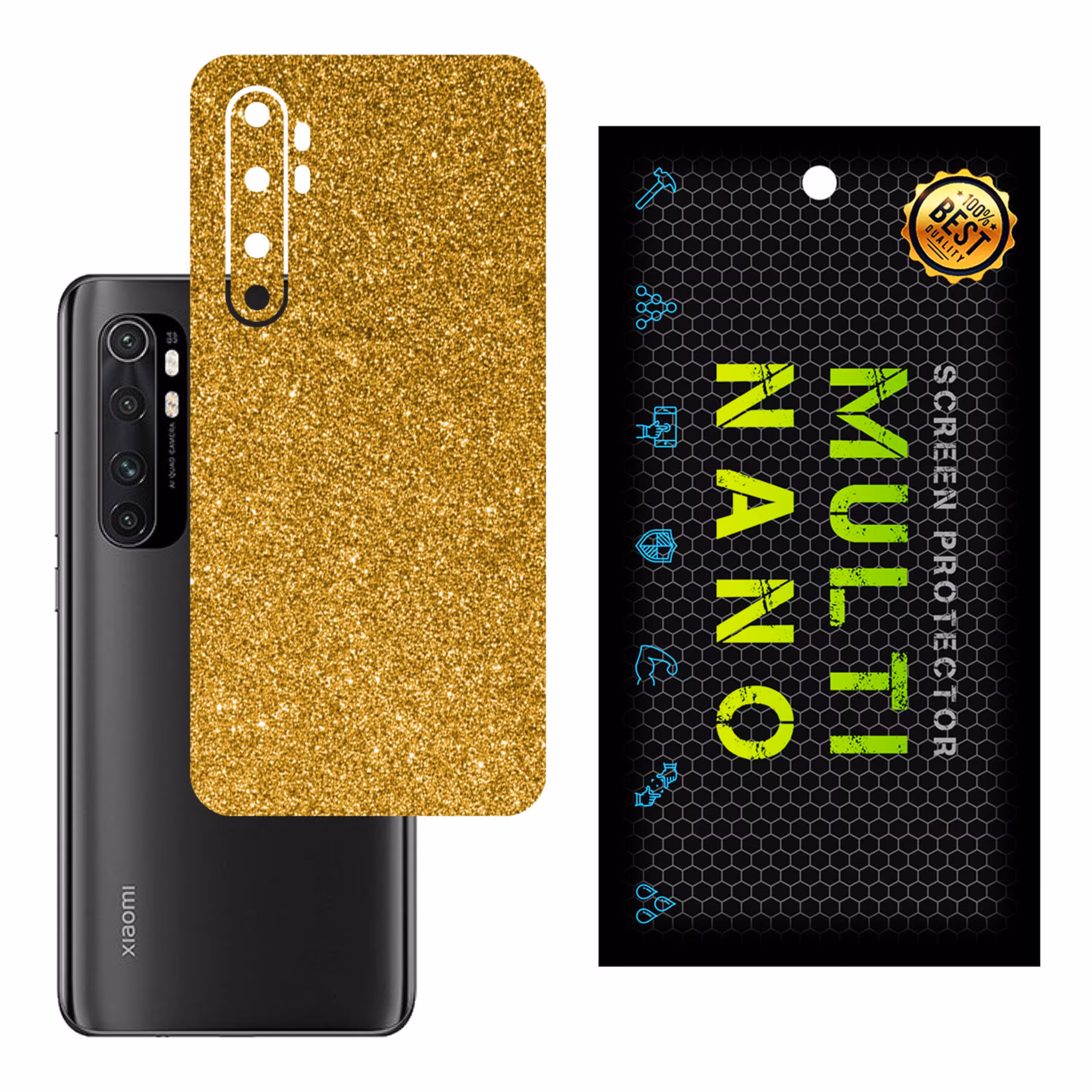 برچسب پوششی MultiNano مدل X-G1F-Gold برای پشت موبایل شیائومی Mi Note 10 Lite