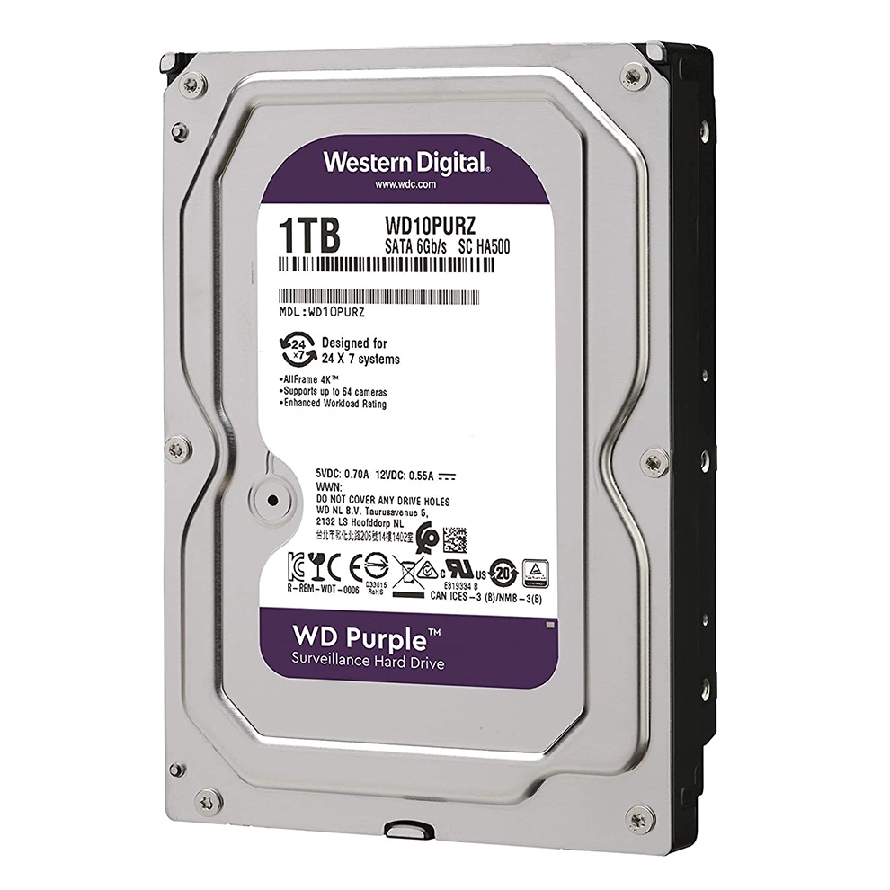 هار دیسک اینترنال Western Digital سری بنفش (Purple)یک ترا بایت (1TB)