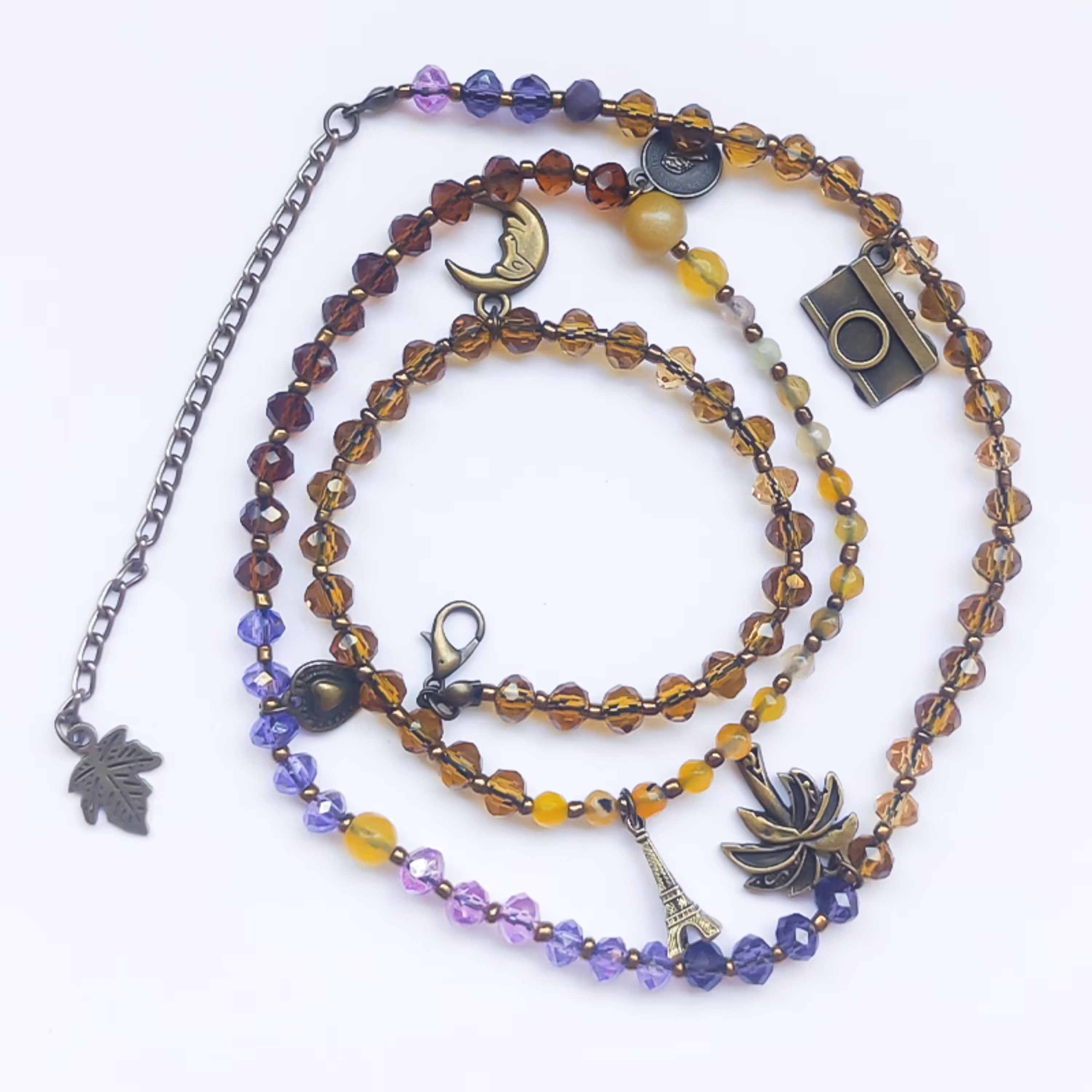 دستبند چند دور کریستال و ماه