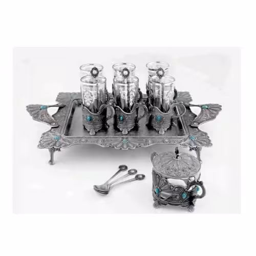 سرویس 15 پارچه چایخوری پیوتر ، طرح طاووس