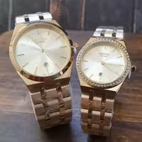 ساعت مچی ست زنانه و مردانه سیکو بند استیل بدنه استیل  قفل تاشو seiko 