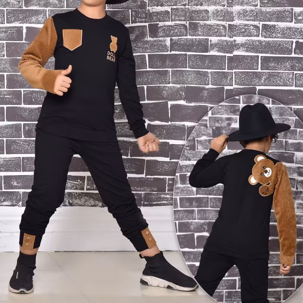 ست اسپرت، مناسب  9 ماه تا 10 سال، جنس دورس پنبه لاکرا فوق العاده عالی،  در دو رنگ جذاب و شیک