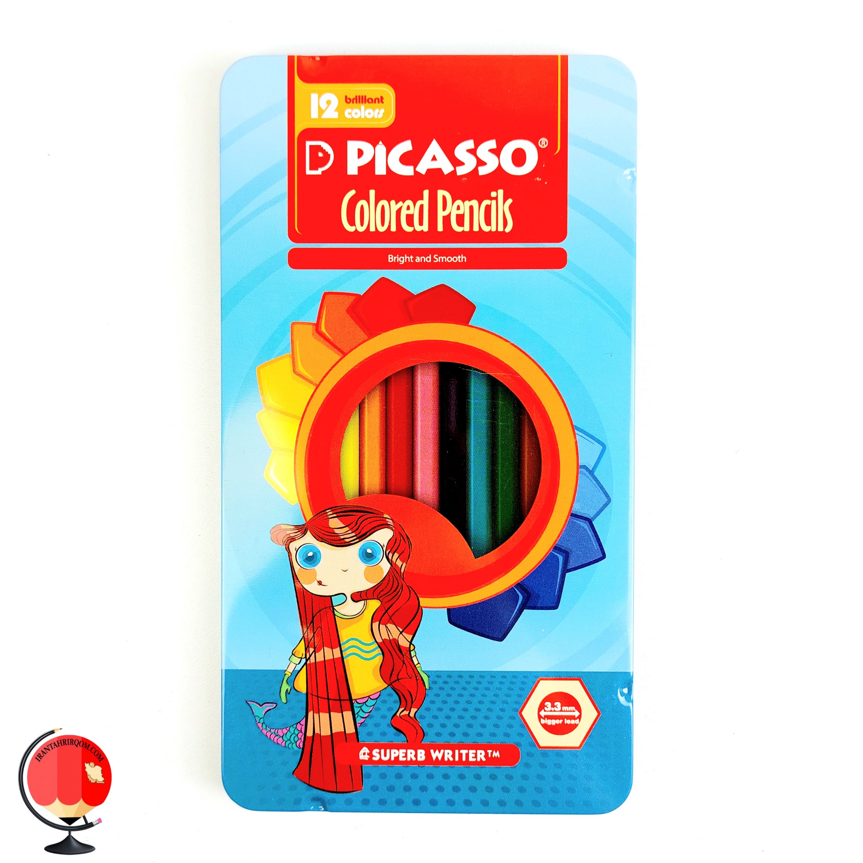 مداد رنگی پیکاسو 12 رنگ جعبه فلزی picasso قرمز کد 1357