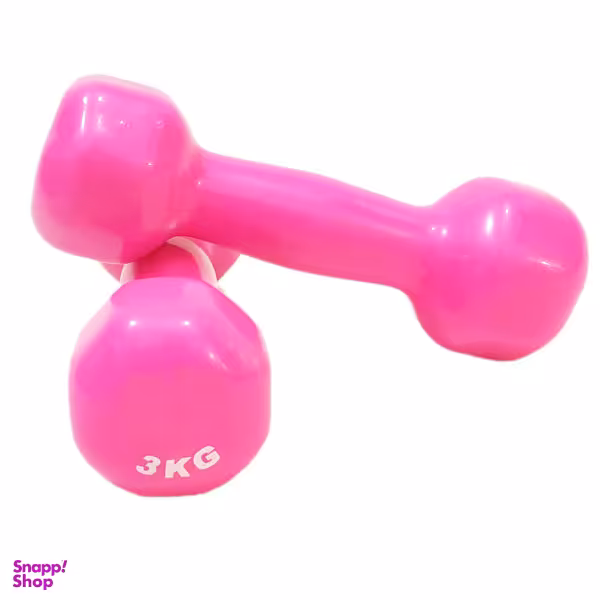 دمبل ایروبیک روکش دار 3 کیلوگرمی مدل 01-Pink بسته دو عددی