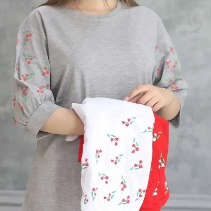 تونیک تیشرت زنانه پنبه سوپر آستین سه ربع لاله قواره آزاد قد روی باسن تیشرت قواره دار فروشگاه روپومدا 