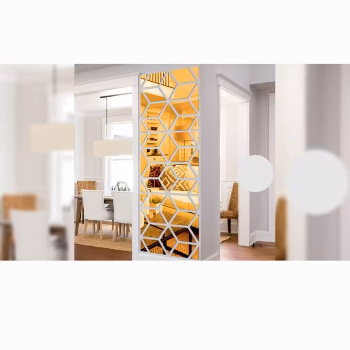 آینه دکوراتیو مولتی استایل،طرح کیوبیک، در دو رنگ طلایی و نقره ای، ابعاد هر تایل 30 در 30،ابعاد کلی30در 120