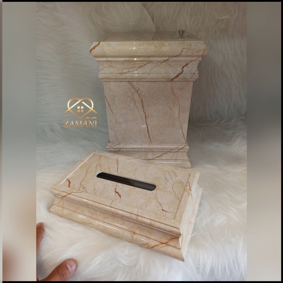 ست سطل و جا دستمال طرح سنگ کد 202