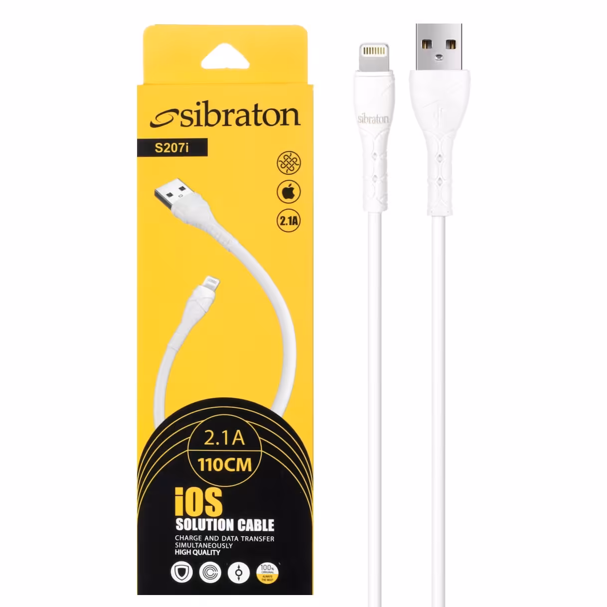 کابل شارژ آیفون Sibraton مدل S207 i - رنگ سفید - گارانتی یکساله متین