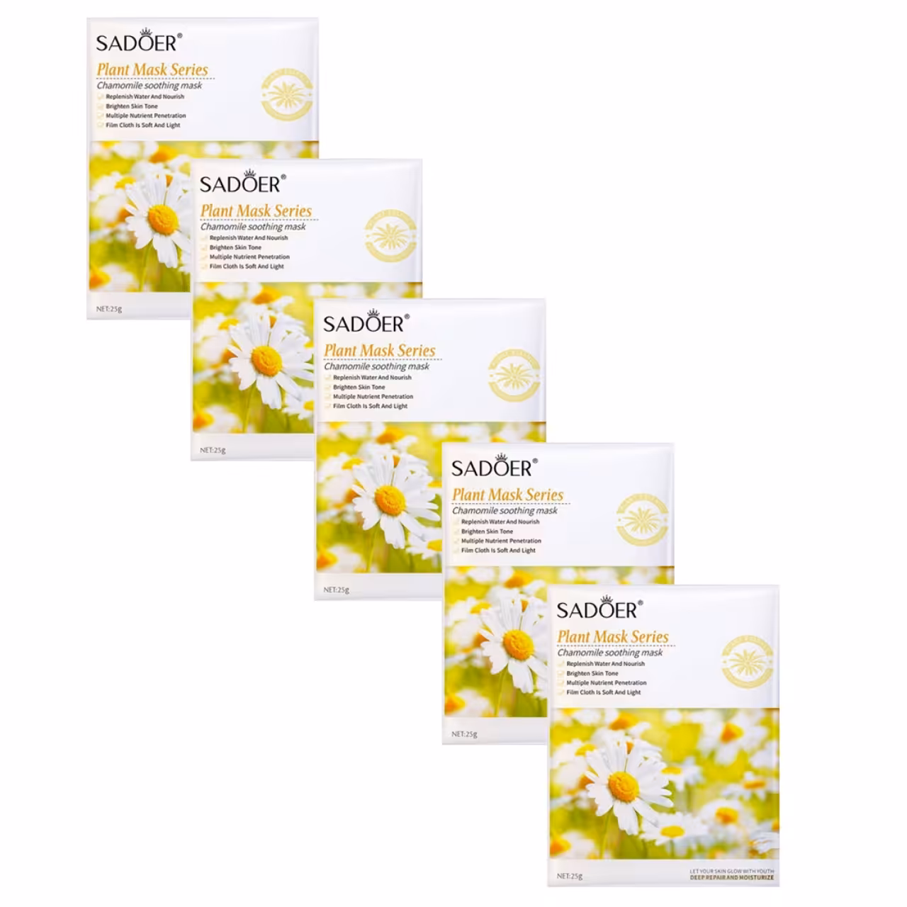 ماسک صورت سادور مدل گل بابونه وزن 25 گرم بسته 5 عددی