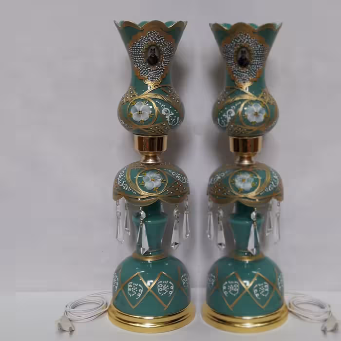 لاله شمعدان فیروزه ایی سبز شاه عباسی (جفتی)سایز کوچک اندازه 48سانت