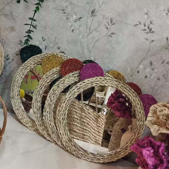 آینه خرس حصیری قطرکل 30 (قطر آینه 20)