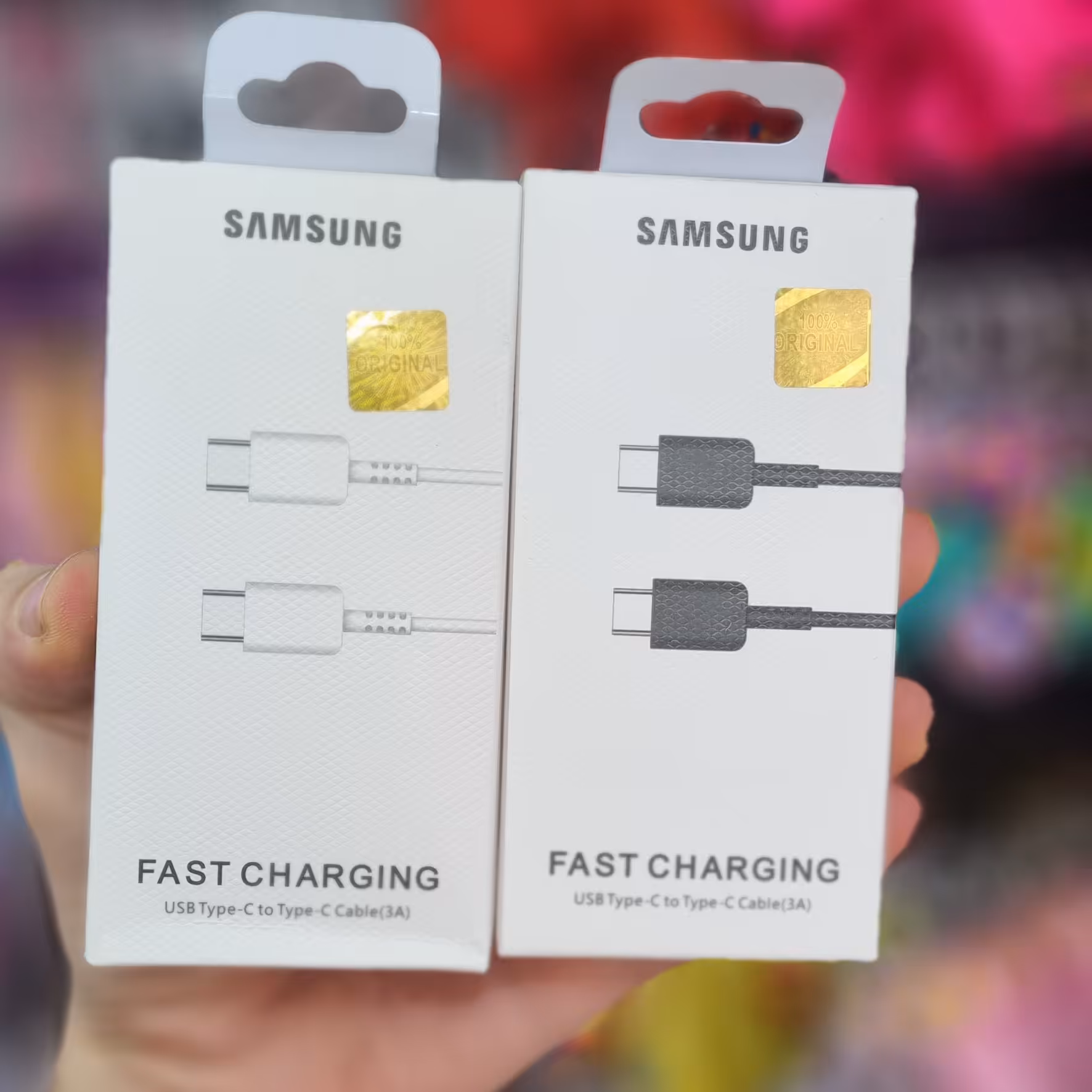 کابل شارژ PD تایپ سی  سامسونگ SAMSUNG دوسر تایپ سی سفید و مشکی