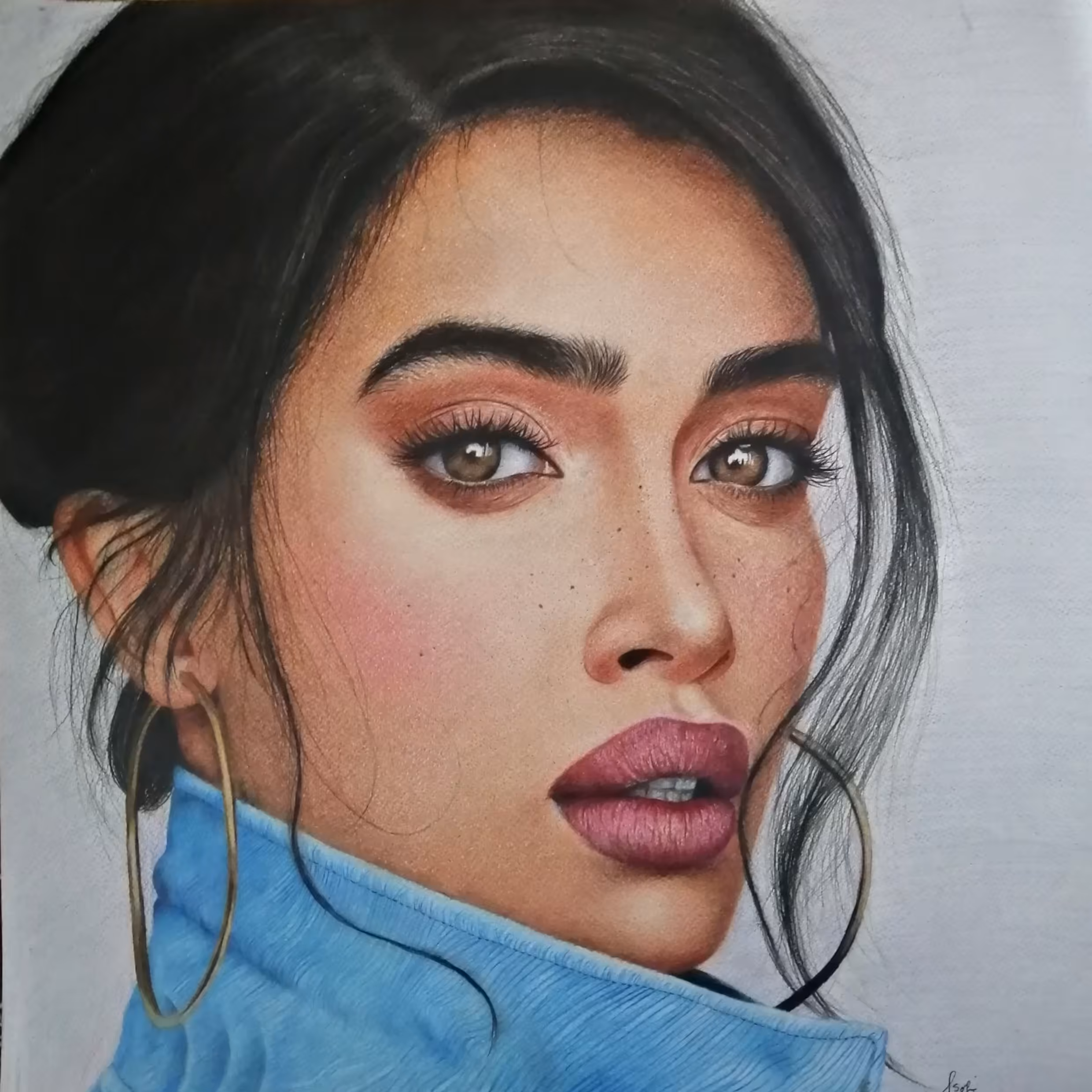 تابلو نقاشی مدادرنگی هایپررئال طرح دختر