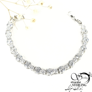 دستبند نگین سوارسکی سفید کد 9464