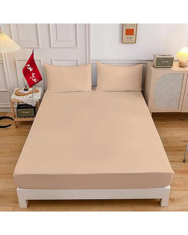 سرویس ملحفه و روبالشی دو نفره 5 تکه کرم نوپه هوم Nopehome طرح مینیمال کد A04