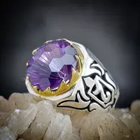 انگشتر نقره آمیتیست معدنی 