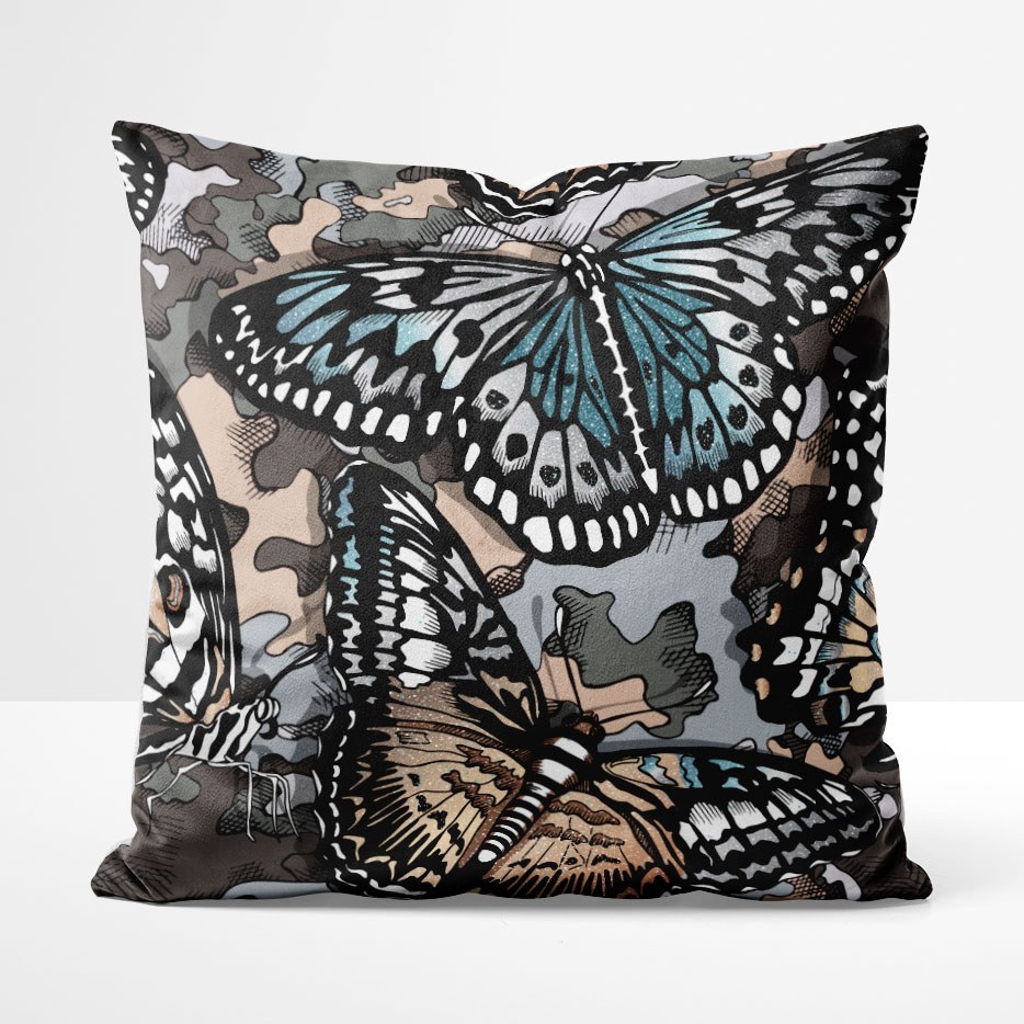 کاور کوسن مخمل ( طرح فانتزی پروانه ) 45 در 45 سانت - کد 326