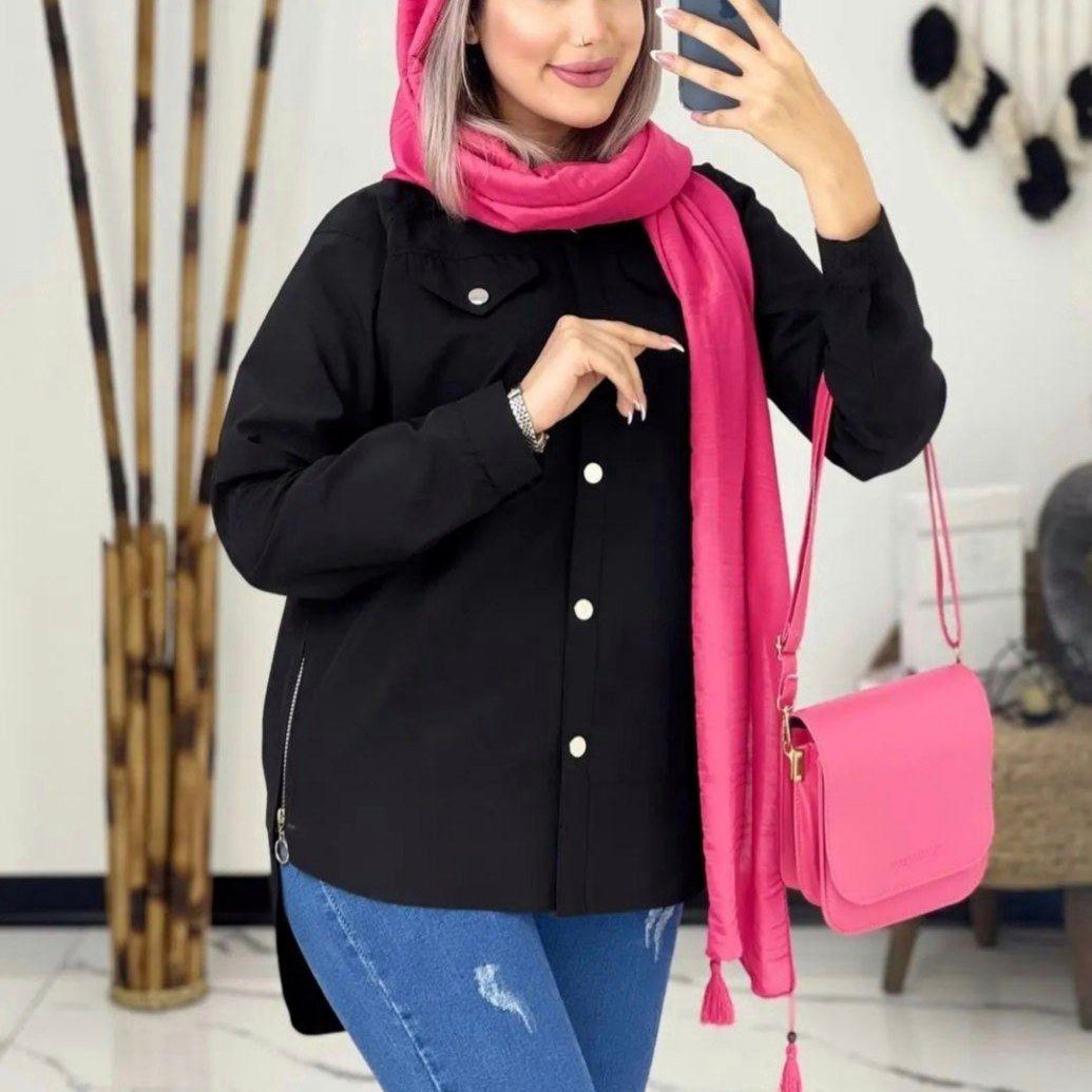 مانتو پوپلین نخ اعلا مشکی ویژه محرم ماه،تنخور عالی،مدل به روز
