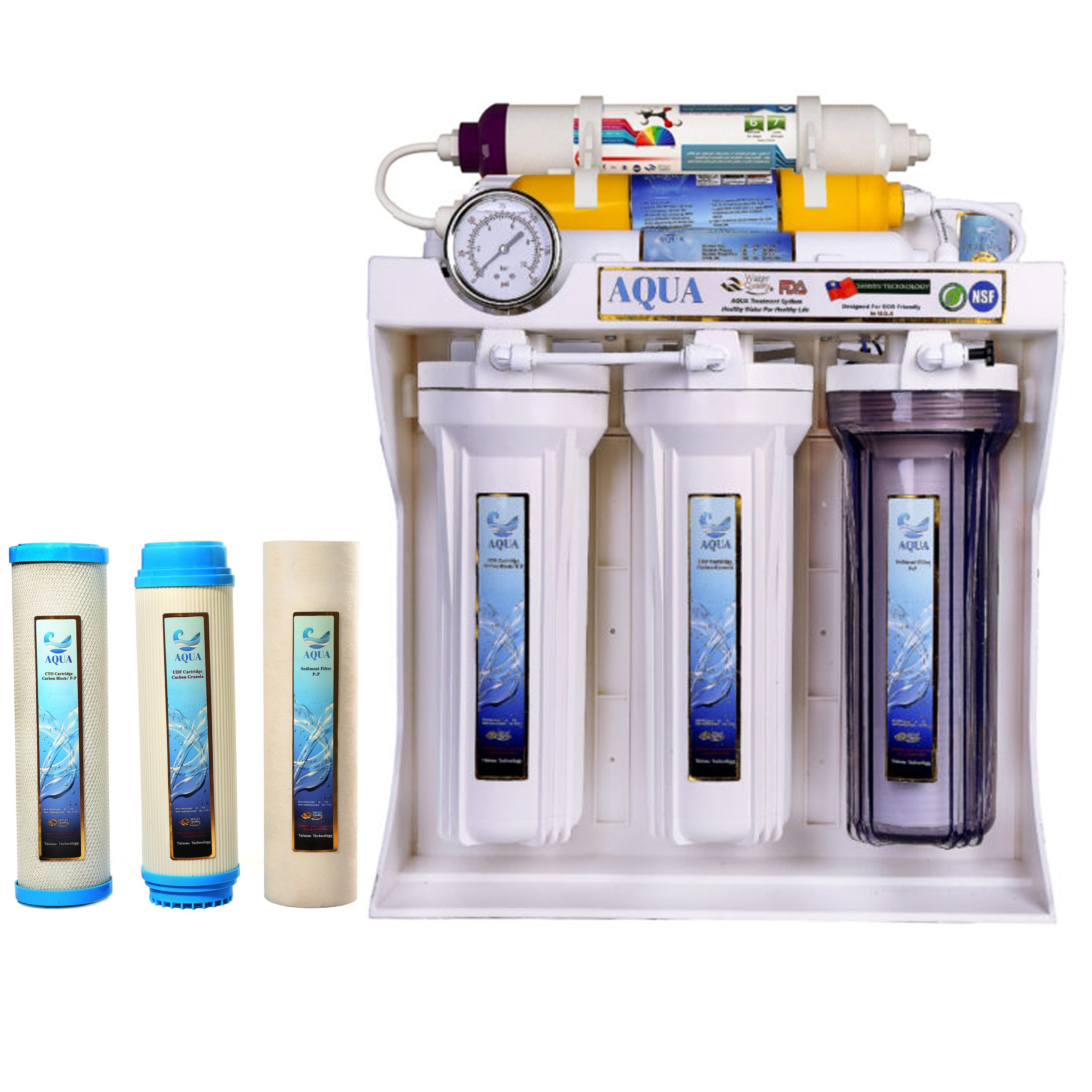 دستگاه تصفیه آب 8 مرحله آکوا مدل JW-08 به همراه فیلتر تصفیه آب کد 02 مجموعه 3 عددی