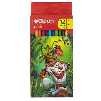 مداد رنگی 12 رنگ جعبه مقوایی تخت طرح پلنگ الیپون ELIPON