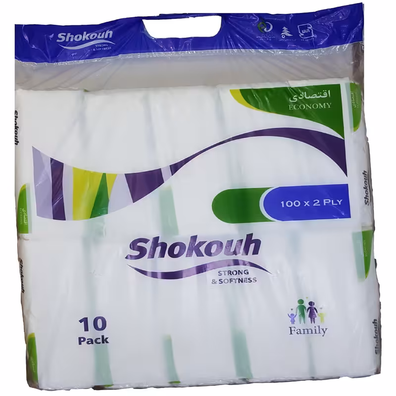 دستمال کاغذی 100برگ شکوه مدل Simple Flower بسته 10 عددی