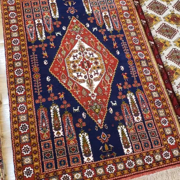 قالیچه سه متری ابریشم و پشم درجه 1 اعلا، فروش فوق العاده،ارسال رایگان،ریزبافت ترکمن