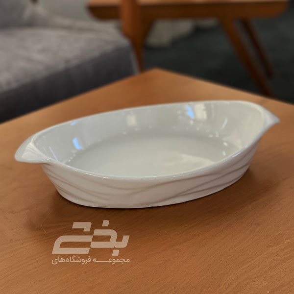 تابه موج دار بیضی متوسط چینی سفید