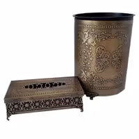 ست سطل و جای دستمال کاغذی فلزی