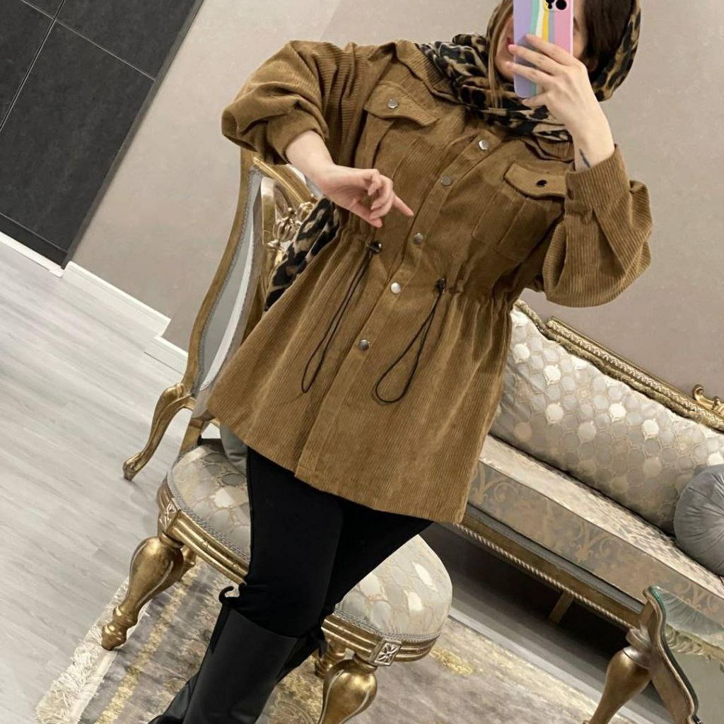 مانتو کبریتی کوتاه کمر گت دار