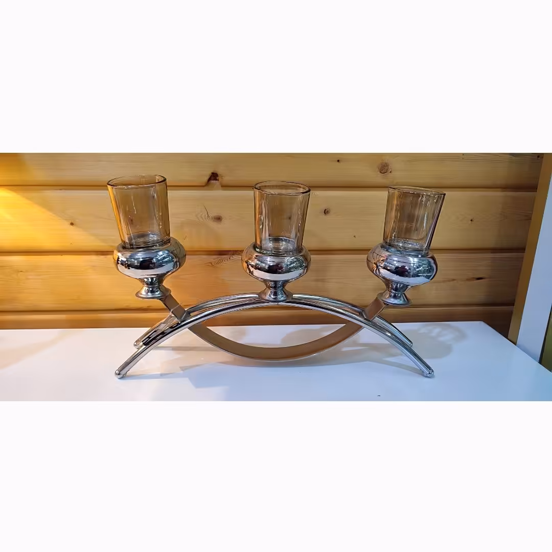 شمعدان سه شاخه نقره ای 